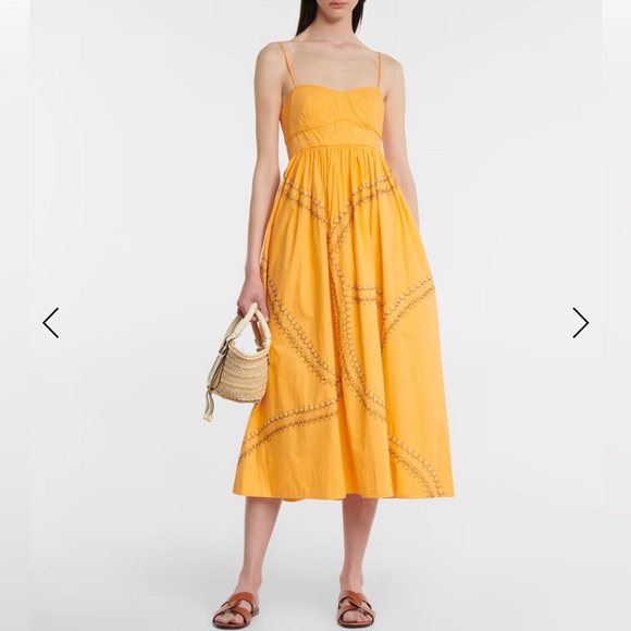 ULLA Johnson Mariza poplin midi dress in papaya size 8 - Picture 6 of 11